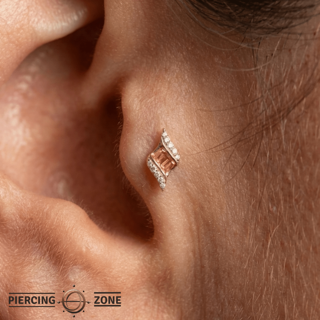Intrigue – Orange Garnet – 14K Gold Threadless End - piercing - zone.com