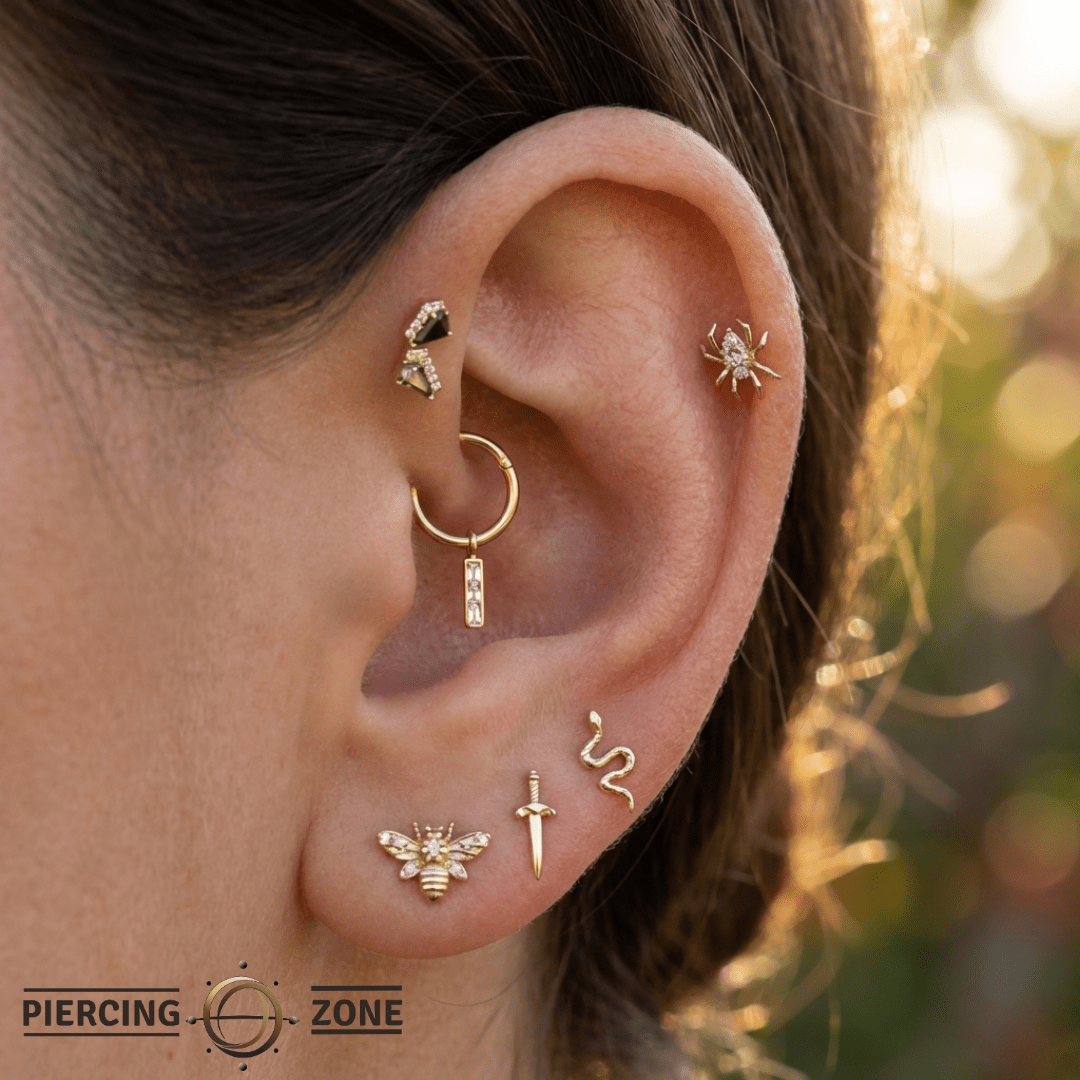 Invitation – CZ Gold Charm – 14K Gold Accessory - piercing - zone.com