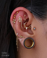 Iris Chains – CZ Art Deco Drop – 14K Gold Threadless End - piercing - zone.com