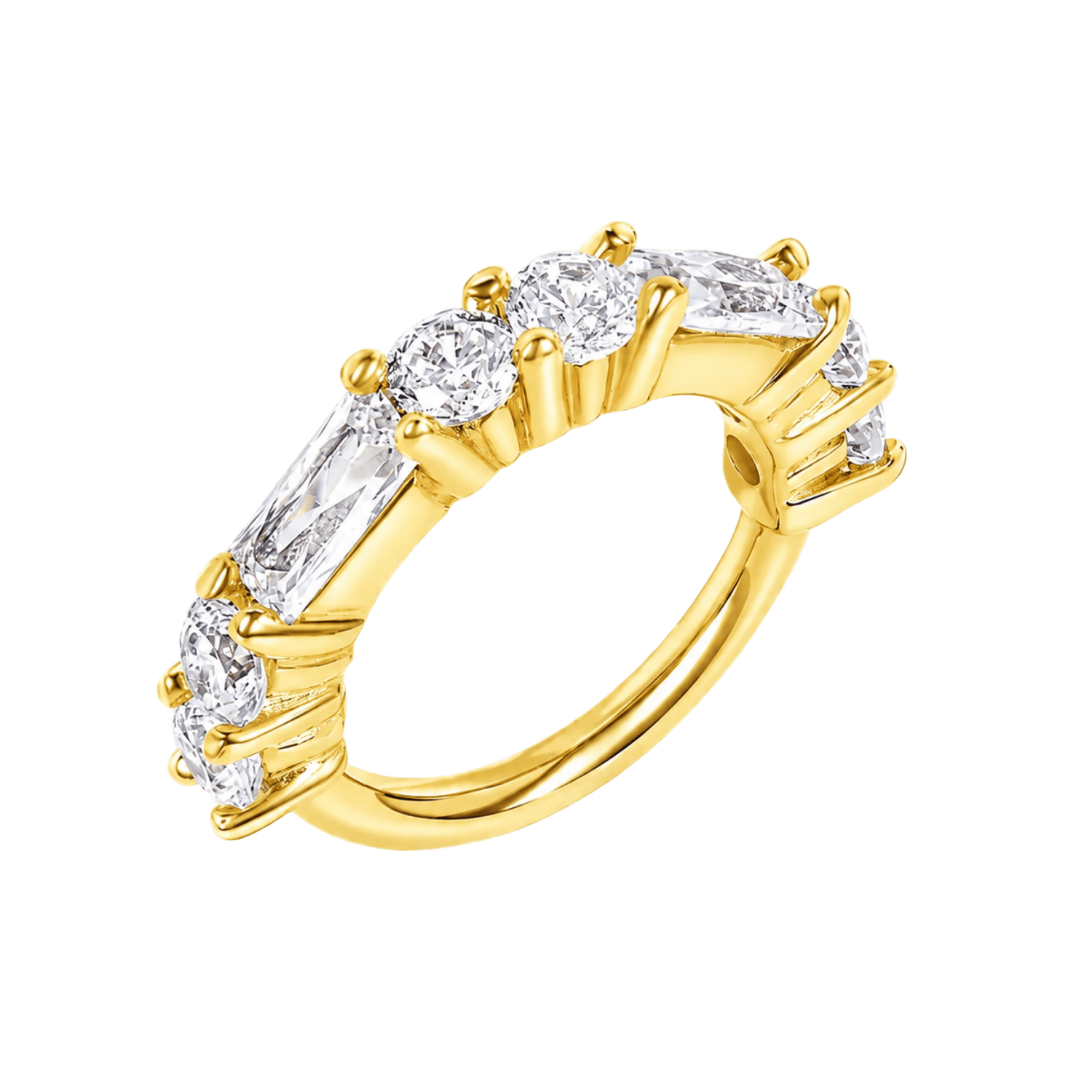 Iris Seamless Ring – 14K Gold Radiant Multi-Gem Design - piercing-zone.com