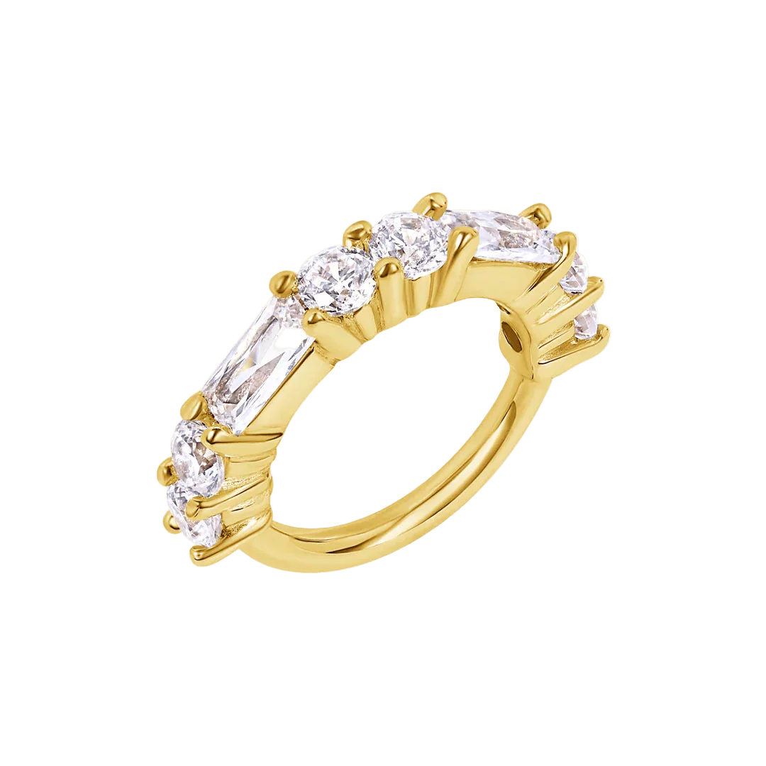 Iris Seamless Ring – 14K Gold Radiant Multi - Gem Design - piercing - zone.com