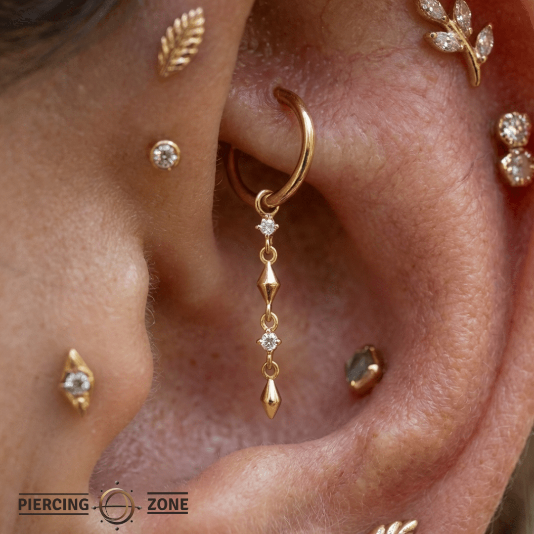 Ischia – CZ Duo Charm – 14K Gold Accessory - piercing - zone.com