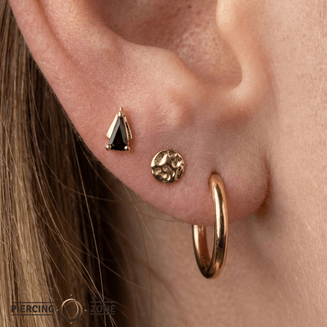 It Was All A Dream – 14K Gold Black Agate Triangle Threadless End - piercing - zone.com