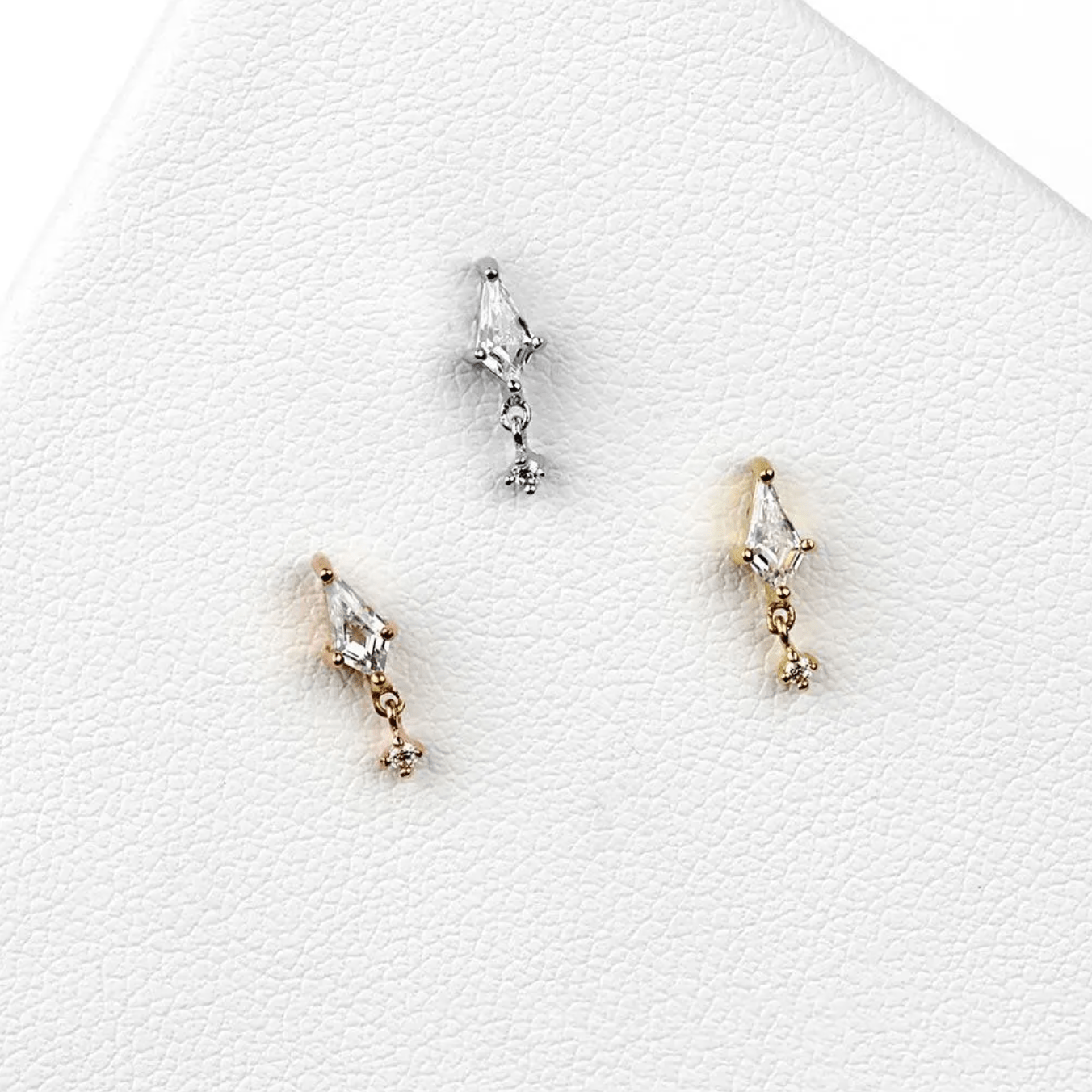 It’s All Happening – 14K Gold Swarovski CZ Kite & Dangle Threadless End - piercing - zone.com