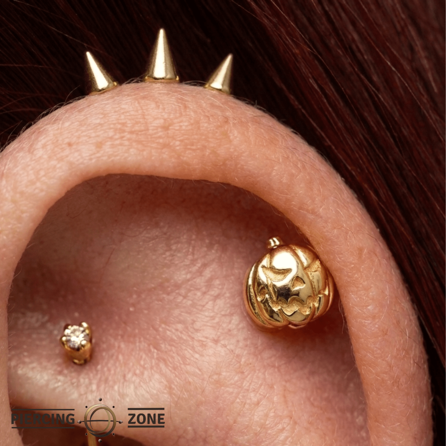 Jack O. Lantern - 18K Gold Threadless/Threaded End - piercing-zone.com