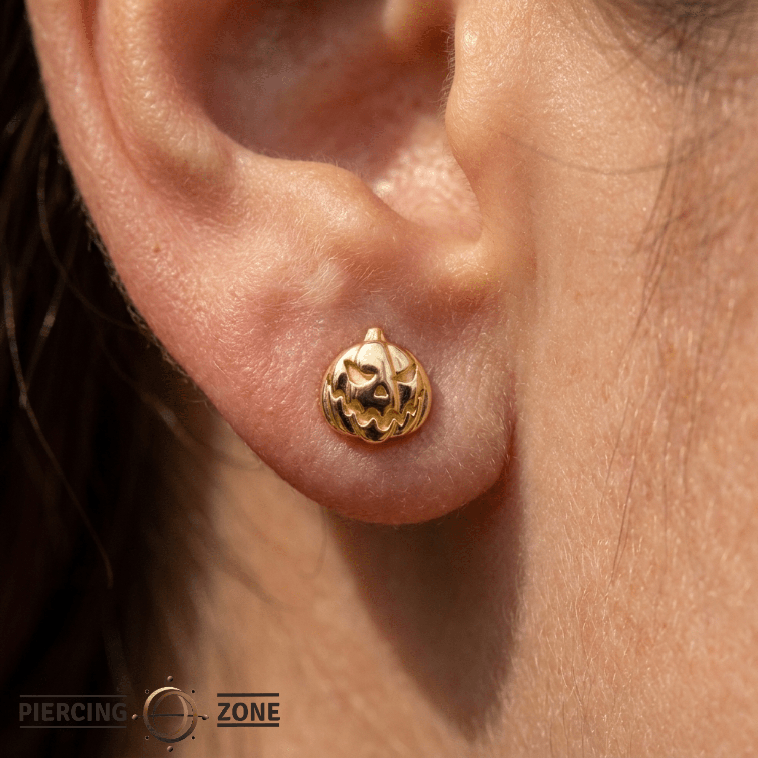Jack O. Lantern - 18K Gold Threadless/Threaded End - piercing-zone.com