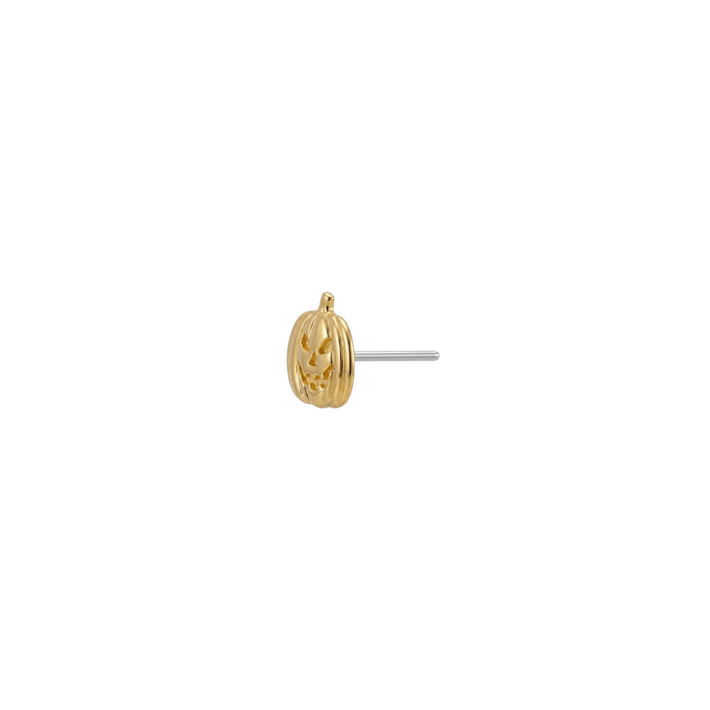 Jack O. Lantern - 18K Gold Threadless/Threaded End - piercing-zone.com