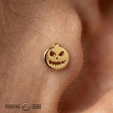 Jack O’Lantern – 14K Gold Threadless/Threaded End - piercing - zone.com