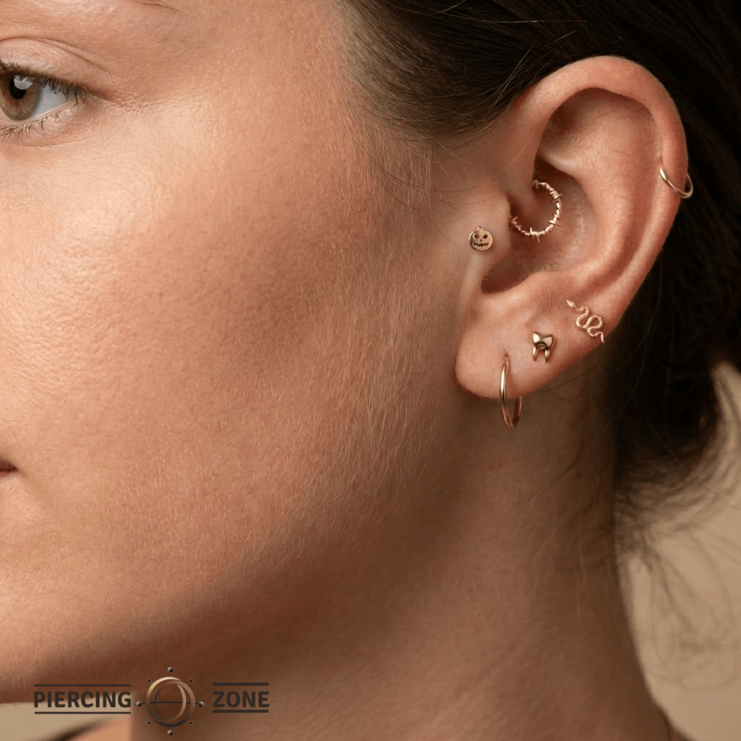 Jack O’Lantern – 14K Gold Threadless/Threaded End - piercing - zone.com