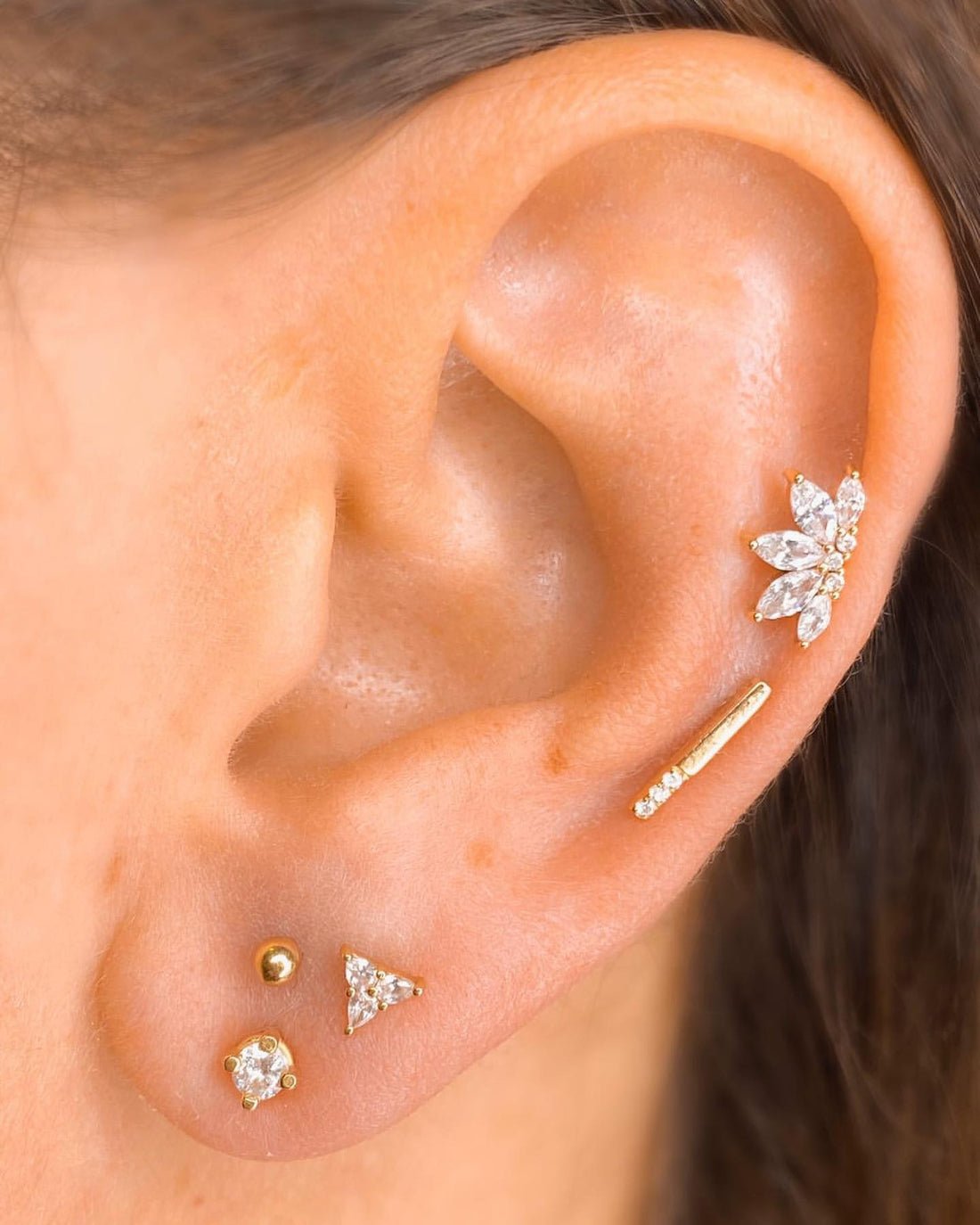 Love Line – CZ – 14K Gold Threadless End