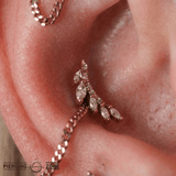 Jardin – Marquise & Round CZ – 14K Gold Threadless End - piercing - zone.com