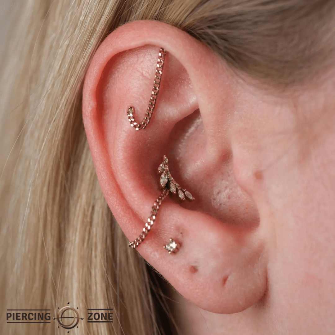 Jardin – Marquise & Round CZ – 14K Gold Threadless End - piercing - zone.com