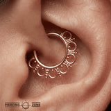 Jocelyn Seamless Ring – 14K Gold Cup & Divot Design - piercing - zone.com
