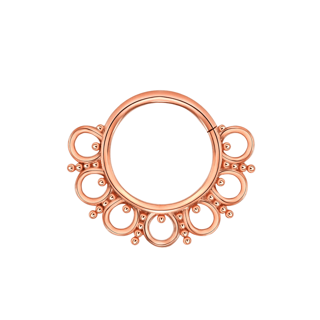 Jocelyn Seamless Ring – 14K Gold Cup & Divot Design - piercing - zone.com