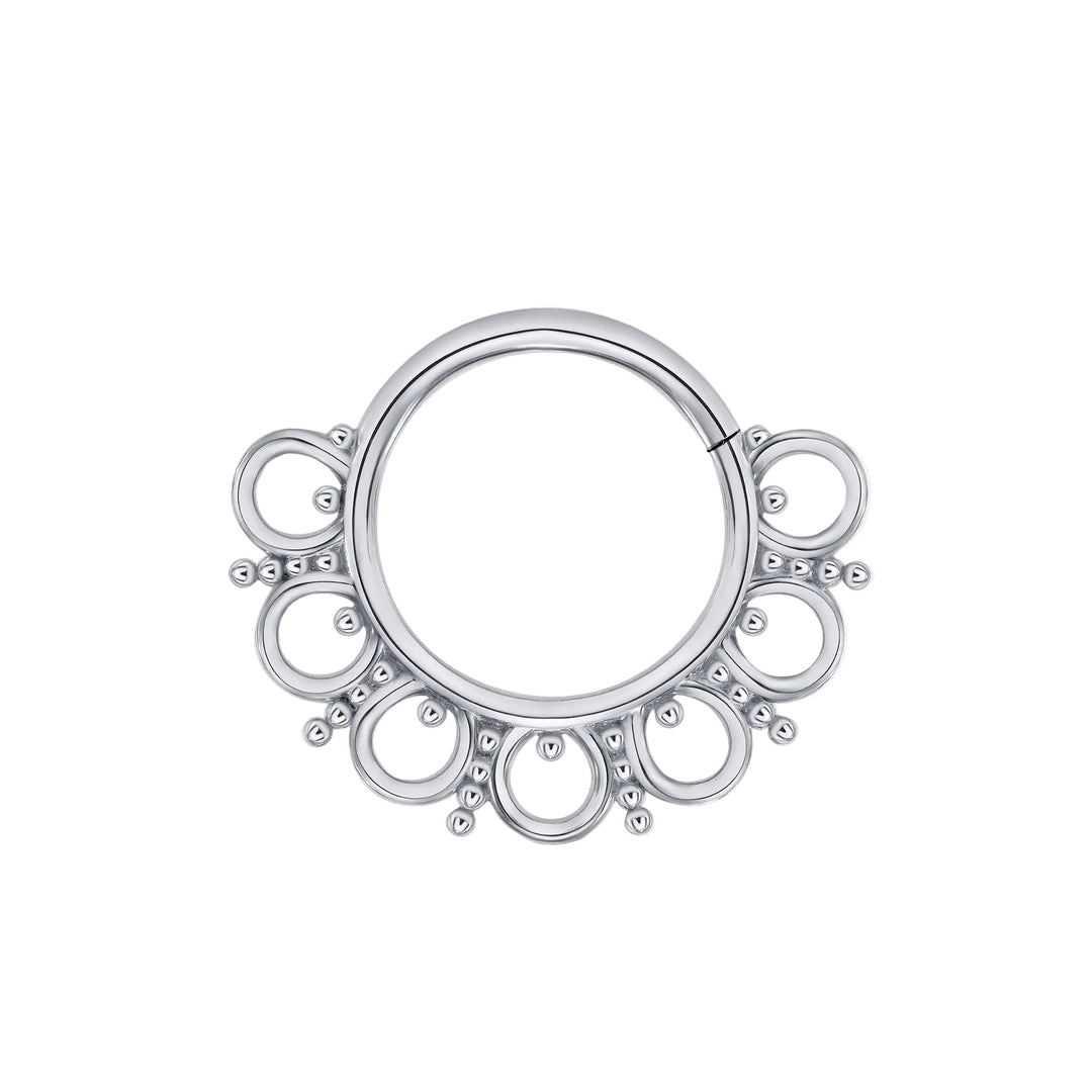 Jocelyn Seamless Ring – 14K Gold Cup & Divot Design - piercing - zone.com