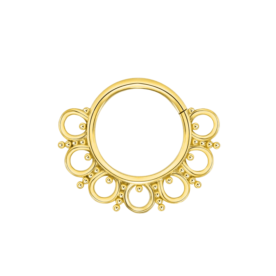 Jocelyn Seamless Ring – 14K Gold Cup & Divot Design - piercing - zone.com