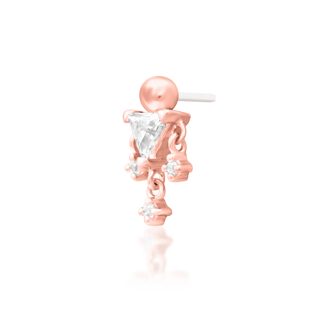 Judy – Cascading CZ Spark – 14K Gold Threadless End - piercing - zone.com
