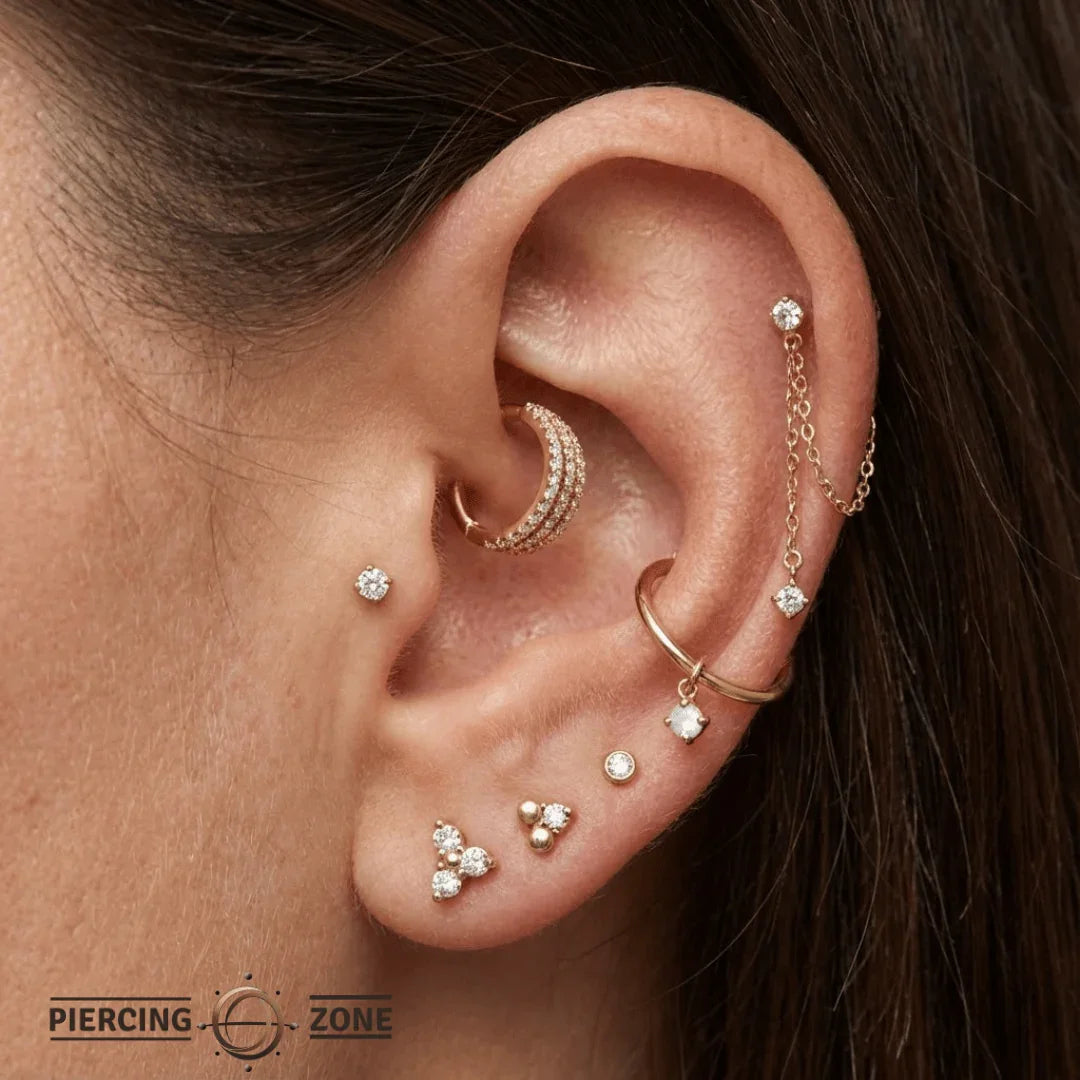 Juliet Clicker with 57 Pavé Gems – 14K & 18K Gold - piercing - zone.com