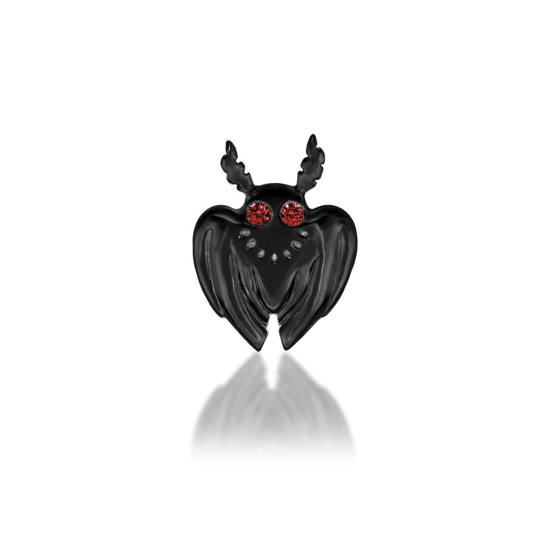Scene Mothman – 14K Rhodium Black Gold & Garnet Threadless End