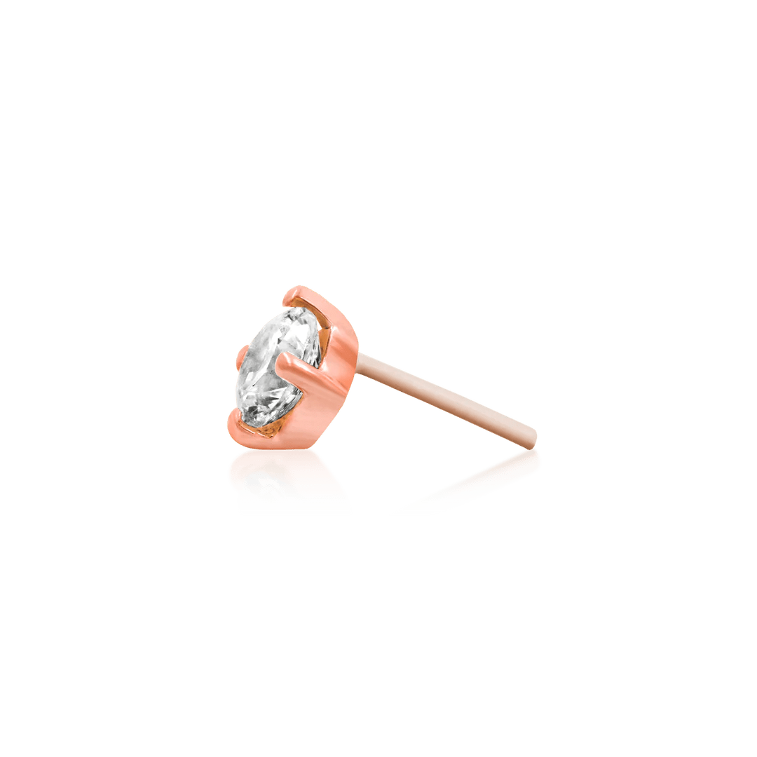 4 PRONG-SET CZ STONE-14K GOLD piercing-zone.com