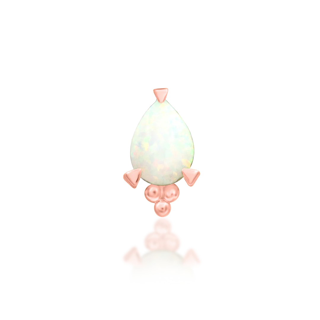 Artemis – Opal Pear Beaded – 14K Gold Threadless End