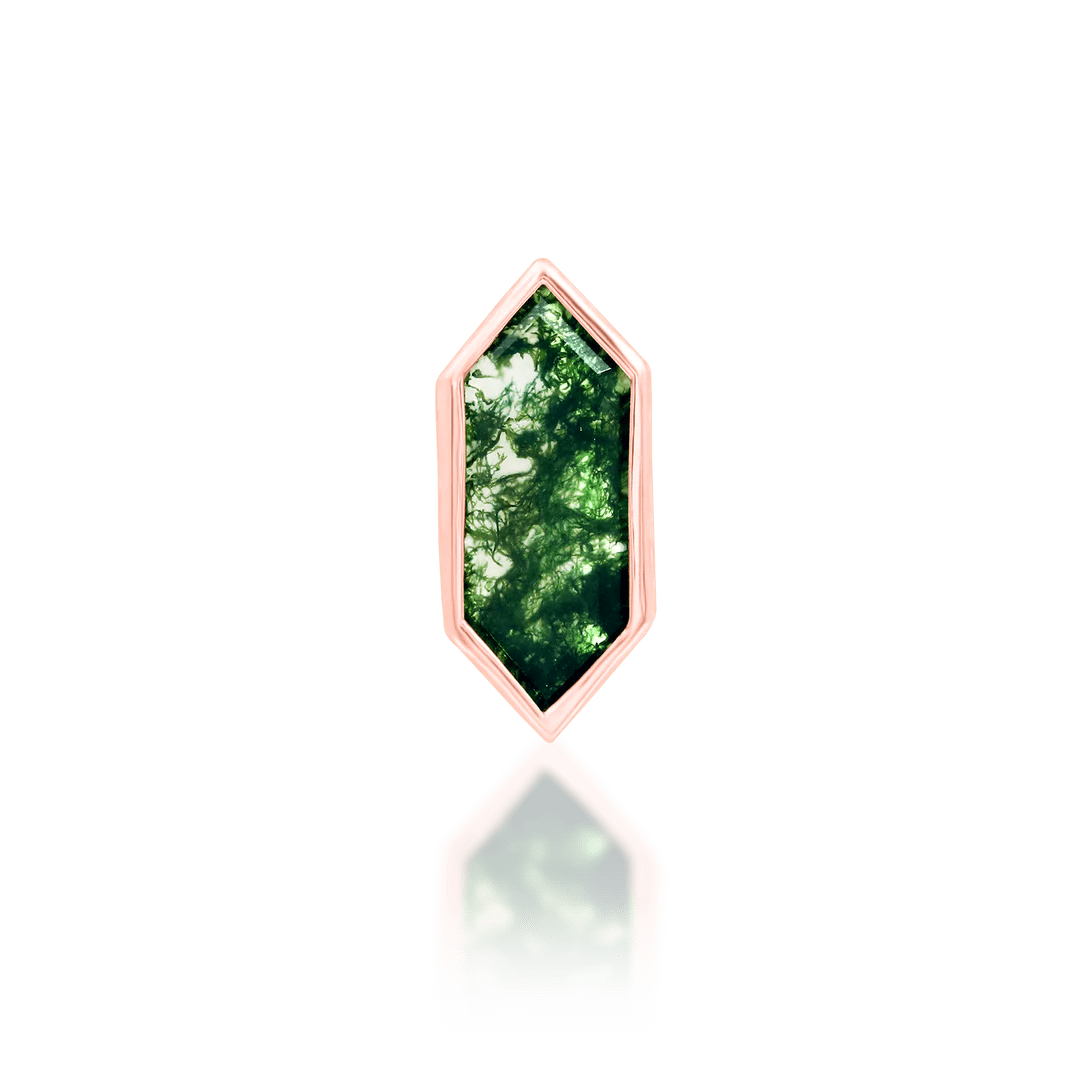 Aurelia – 14K Gold Moss Agate Threadless End