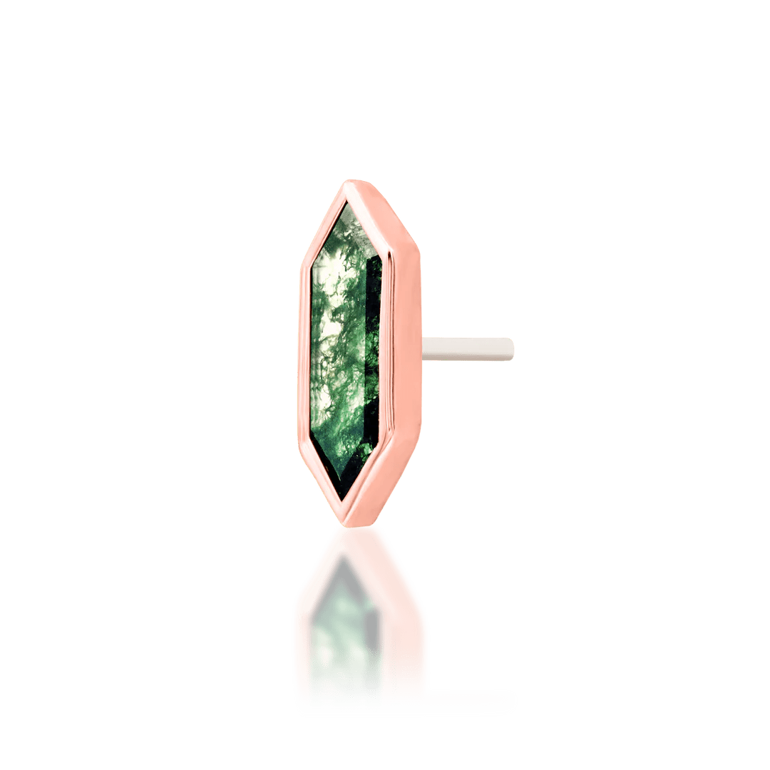 Aurelia – 14K Gold Moss Agate Threadless End