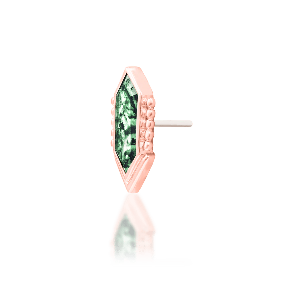 Avalon – 14K Gold Moss Agate Threadless End
