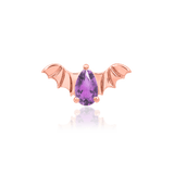 BAT WITH AMETHYST CZ 14K GOLD - THREADLESS END piercing-zone.com