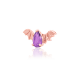 BAT WITH AMETHYST CZ 14K GOLD - THREADLESS END piercing-zone.com