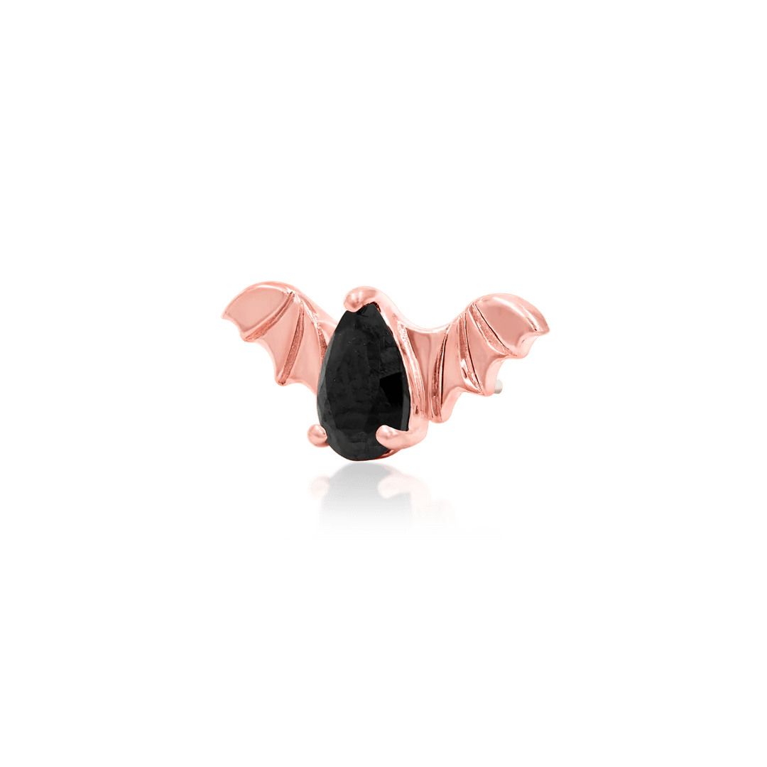 BAT WITH BLACK CZ 14K GOLD - THREADLESS END piercing-zone.com