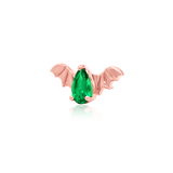 BAT WITH EMERALD CZ 14K GOLD - THREADLESS END piercing-zone.com