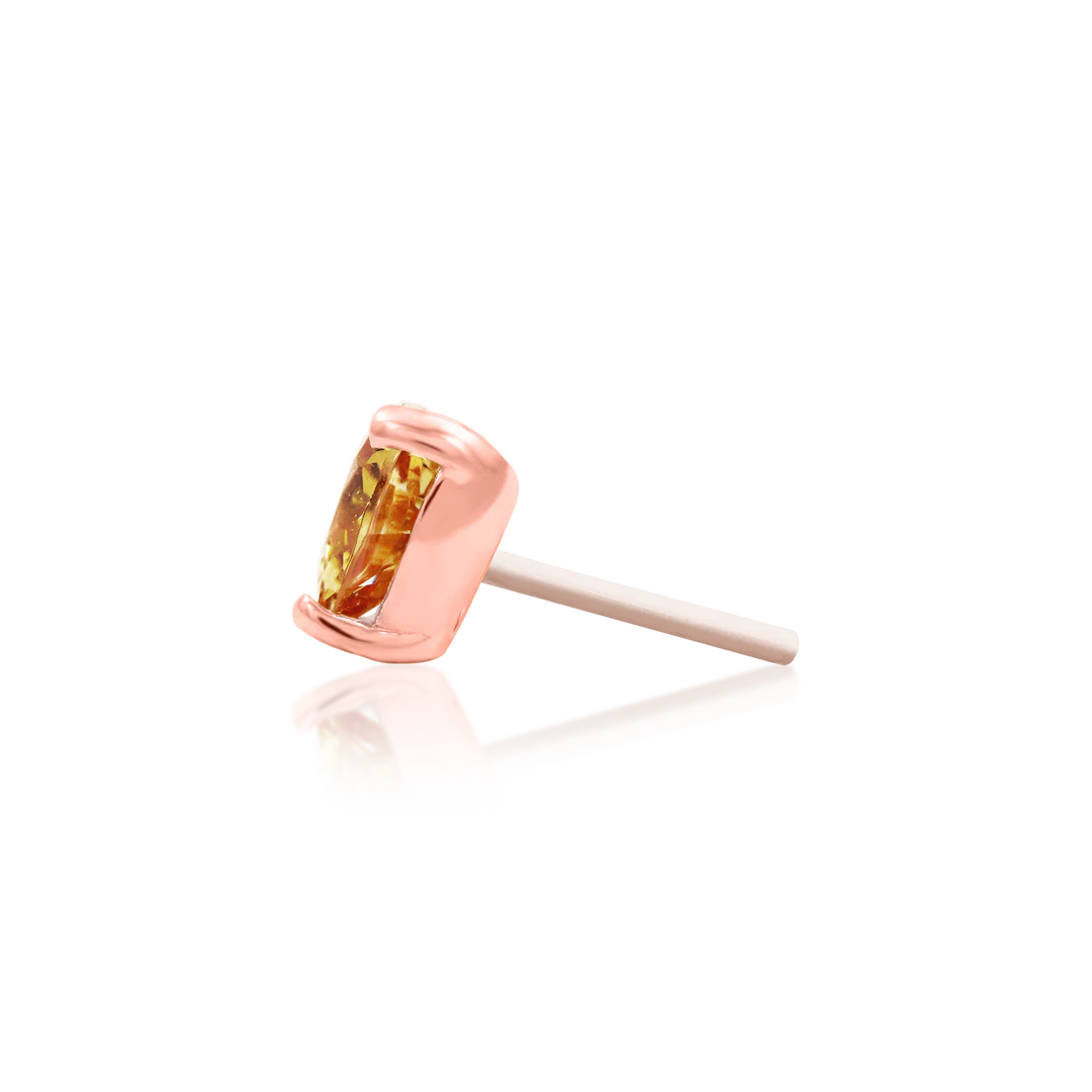 Dark Champagne Heart – CZ Prong Set – 14K Gold Threadless End