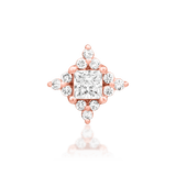 Top-down photo of Enchant in rose gold – radiant cut and diamond ring

