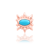 Garner threadless end in rose gold – vivid turquoise center and clean edges