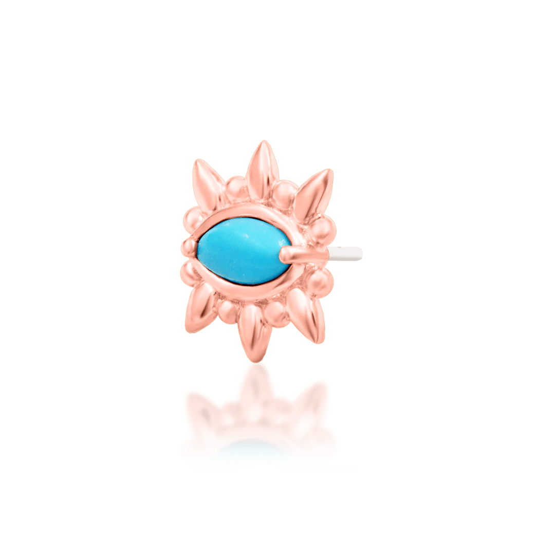 Styled ear photo with Garner – turquoise pop in flat or conch piercing