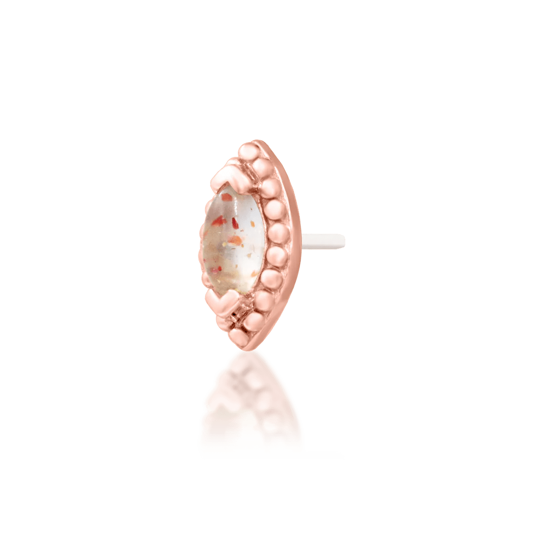 Styled photo of Glorie in tragus or flat piercing – soft and radiant