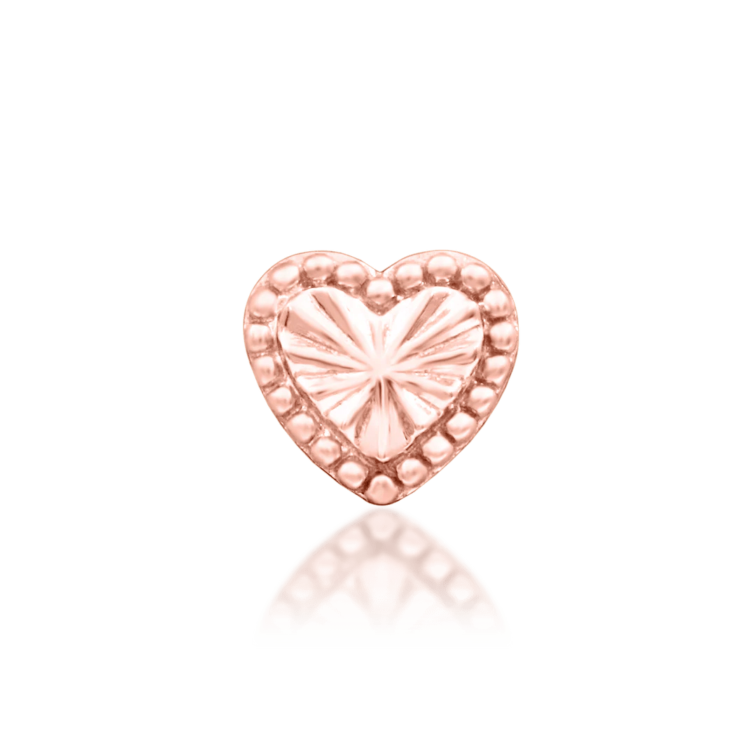 Lara – 14K Gold Textured Heart Threadless End