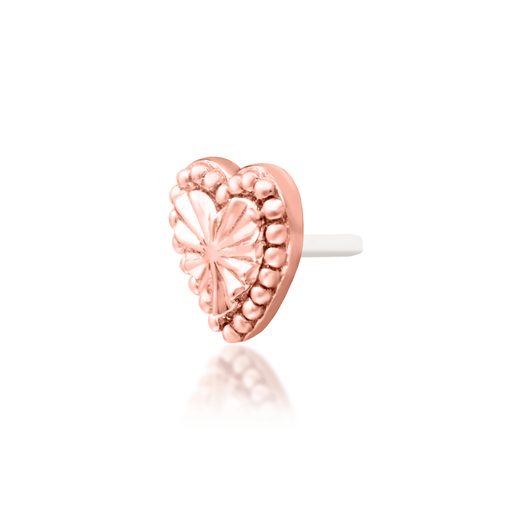 Lara – 14K Gold Textured Heart Threadless End