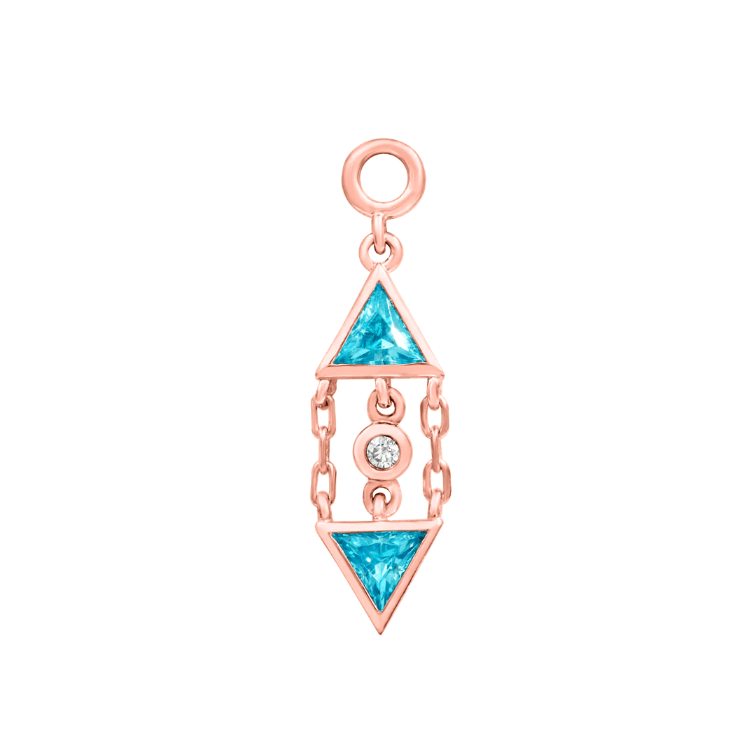 Side view of Lucille jewelry in rose gold – long silhouette and gem detail