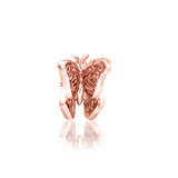 Sculptural butterfly design in solid 14K rose gold – close-up angle