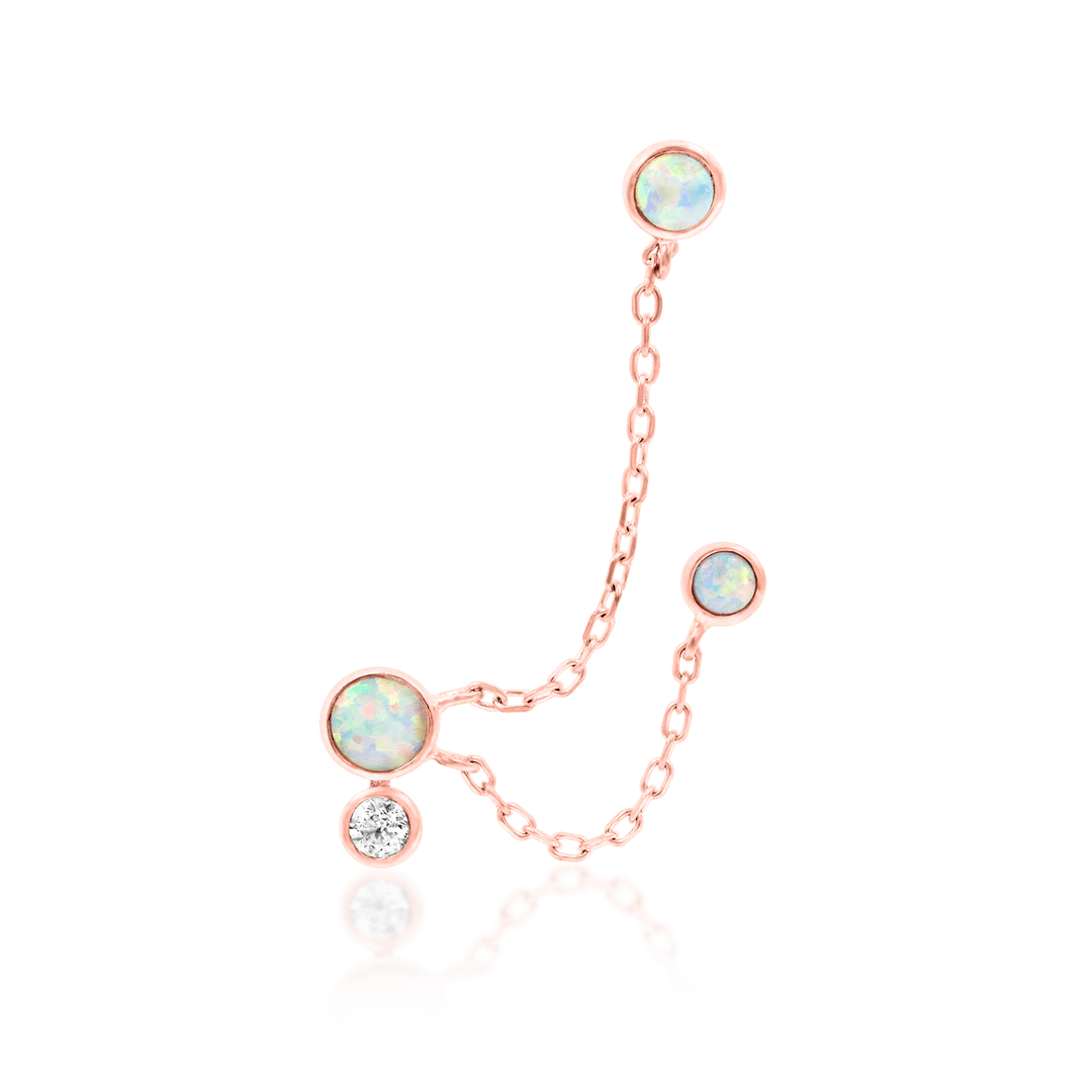 Mei Chains – 14K Gold, Opal & CZ Threadless End