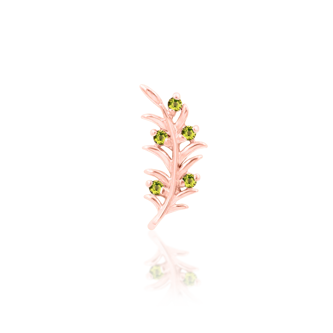 Olive Branch – Peridot CZ Curve – 14K Gold Threadless End