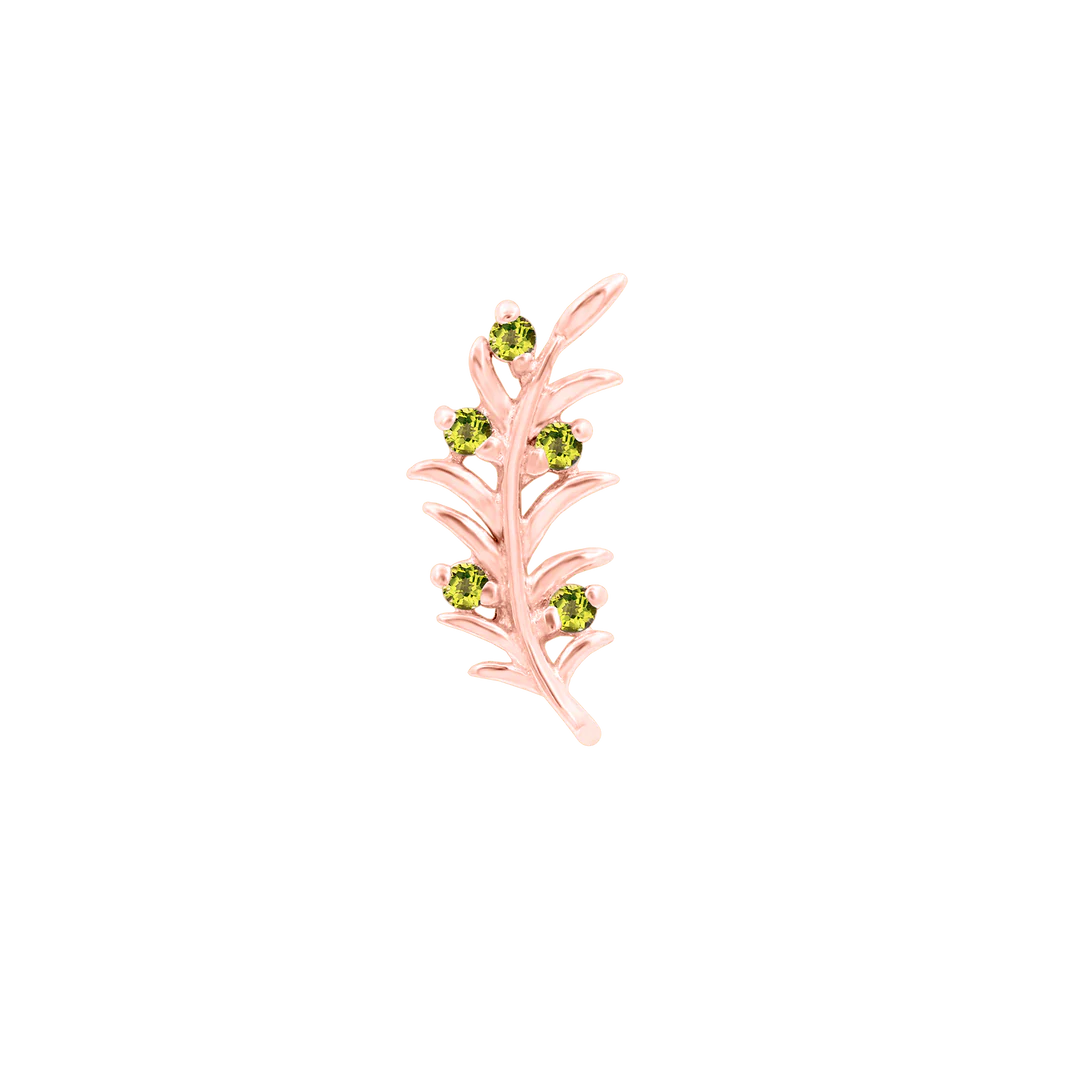 Olive Branch – Peridot CZ Curve – 14K Gold Threadless End
