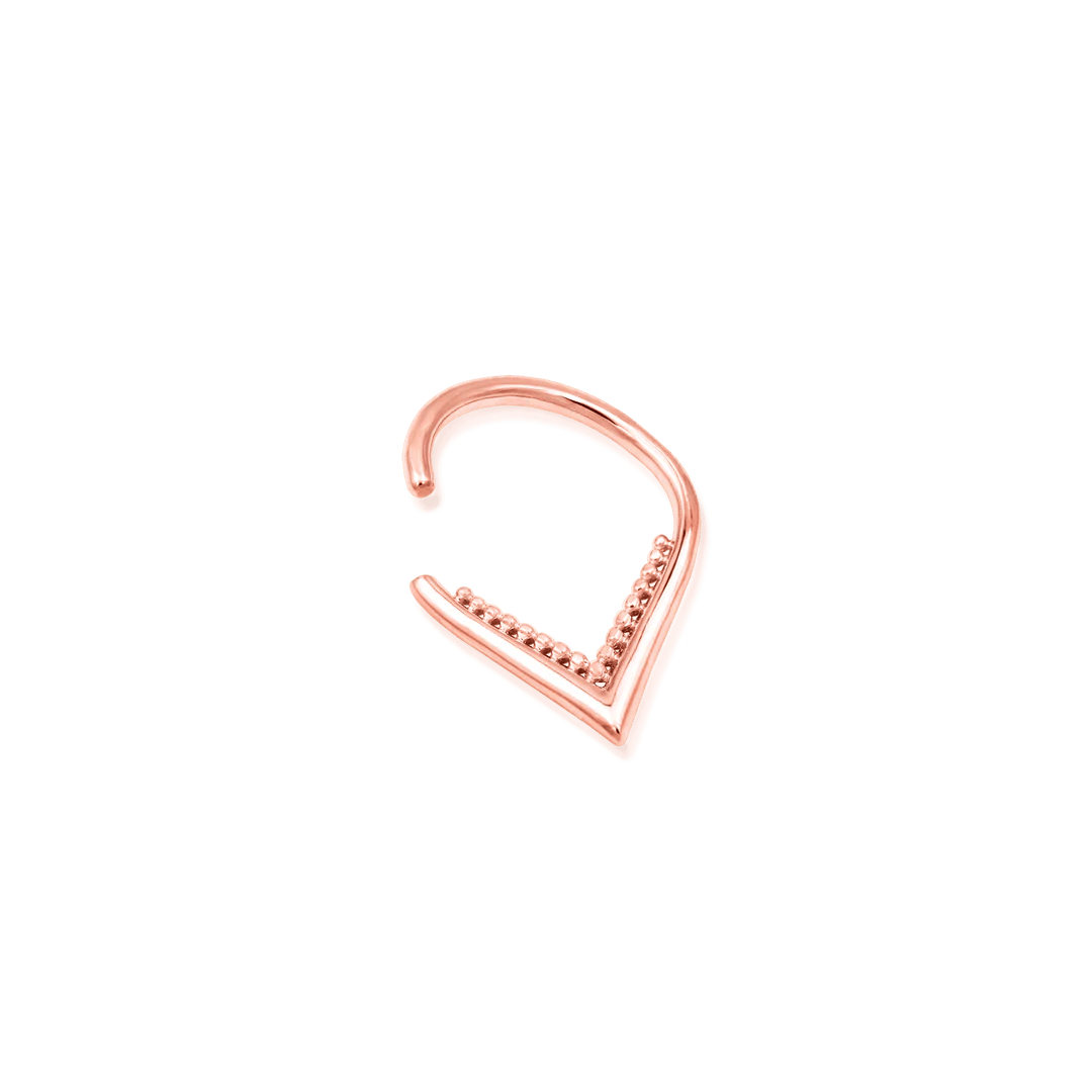 Penny Seam Ring – 14K Gold Beaded V-Shaped Piercing Ring