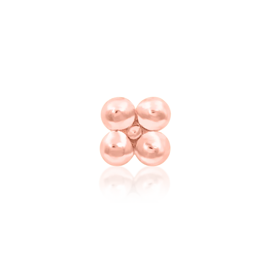 Quad-Bead – Minimalist Gold Cluster – 14K Gold Threadless End
