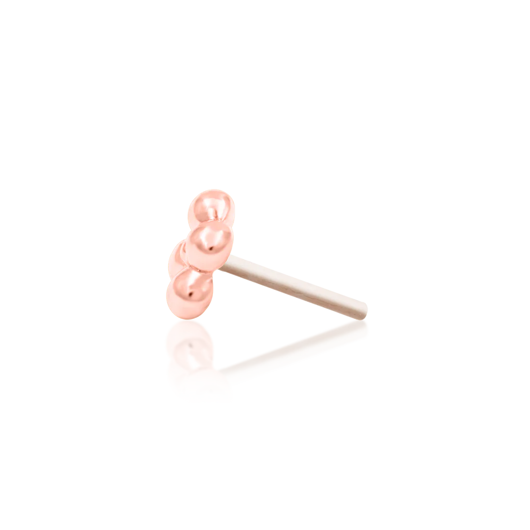 Quad-Bead – Minimalist Gold Cluster – 14K Gold Threadless End