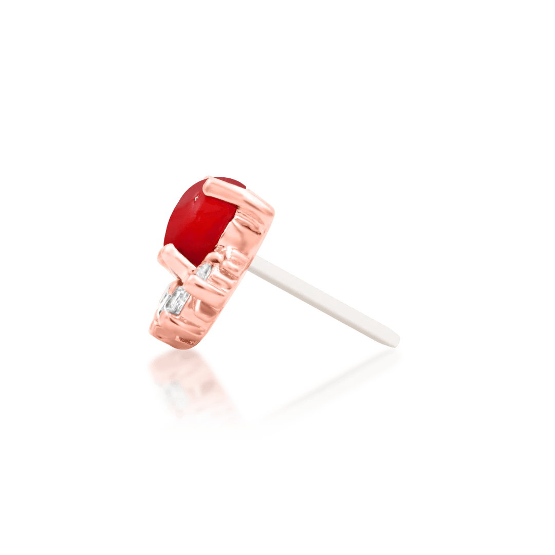 Rolina – 14K Gold Carnelian & CZ Halo Threadless End
