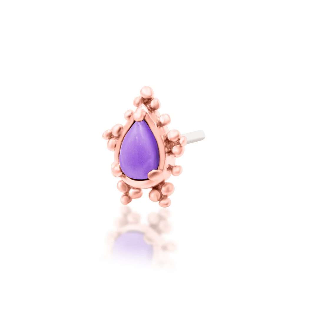 Savanna – 14K Gold Purple Turquoise & CZ Threadless End