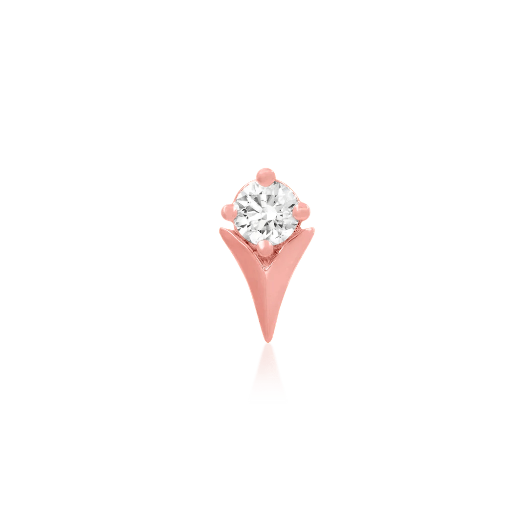 TULIP WITH CZ STONE-14K GOLD piercing-zone.com